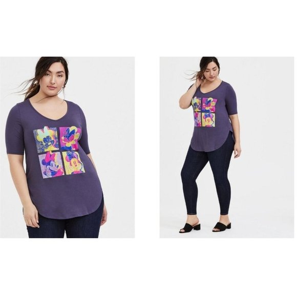 Torrid Disney Minnie Mouse Slate Grey Retro Art Tunic Top Sz 2 2X 18 20 … - Picture 2 of 12